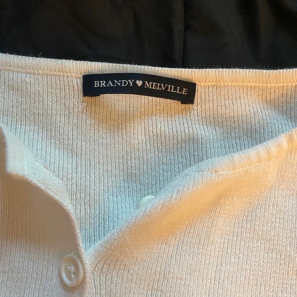 brandy melville white cropped button up sweater
